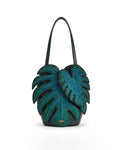Monstera Leaf Appliqué Shoulder Bag - Green