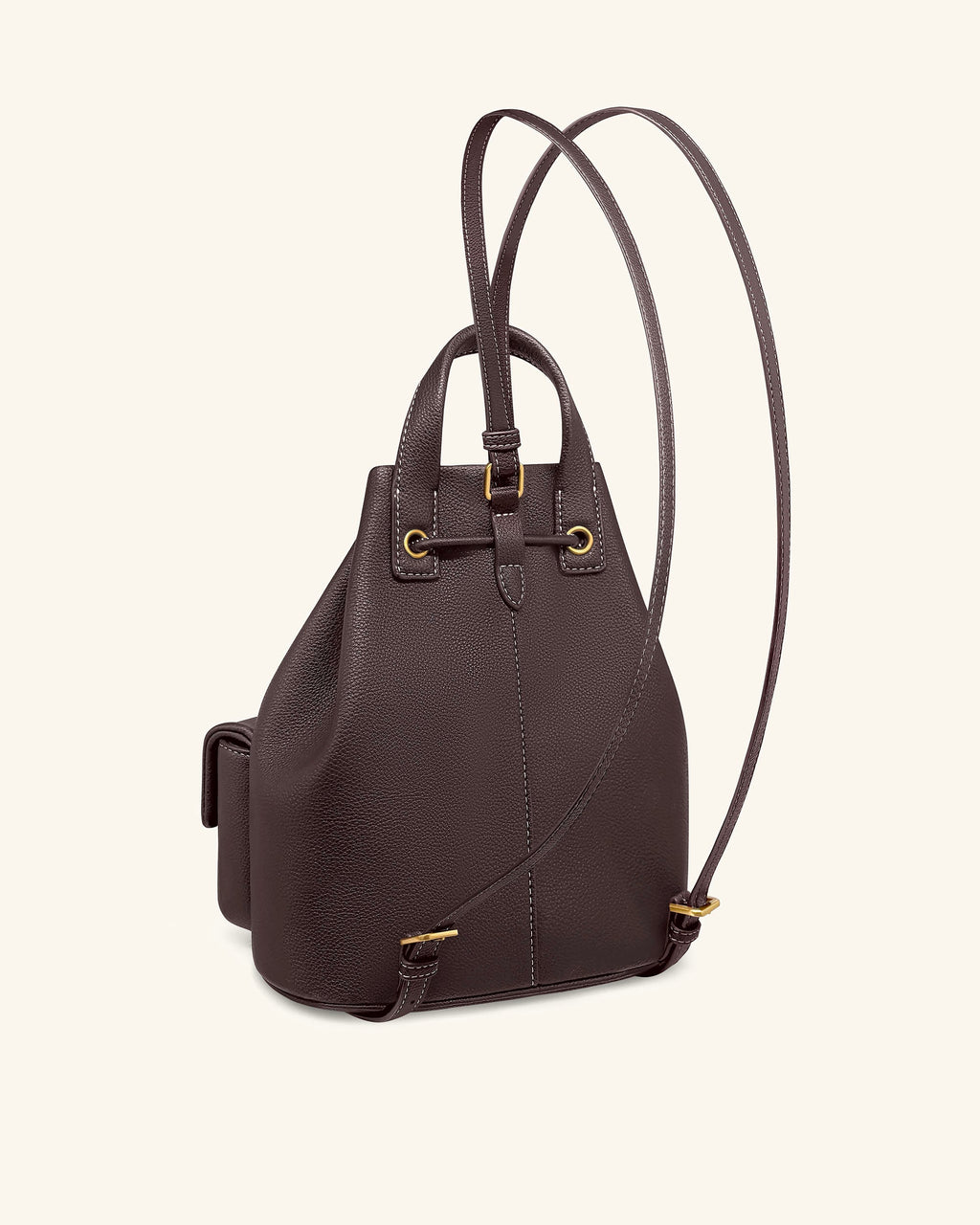 Avery Pebbled Drawstring Utility Backpack – Dark Brown