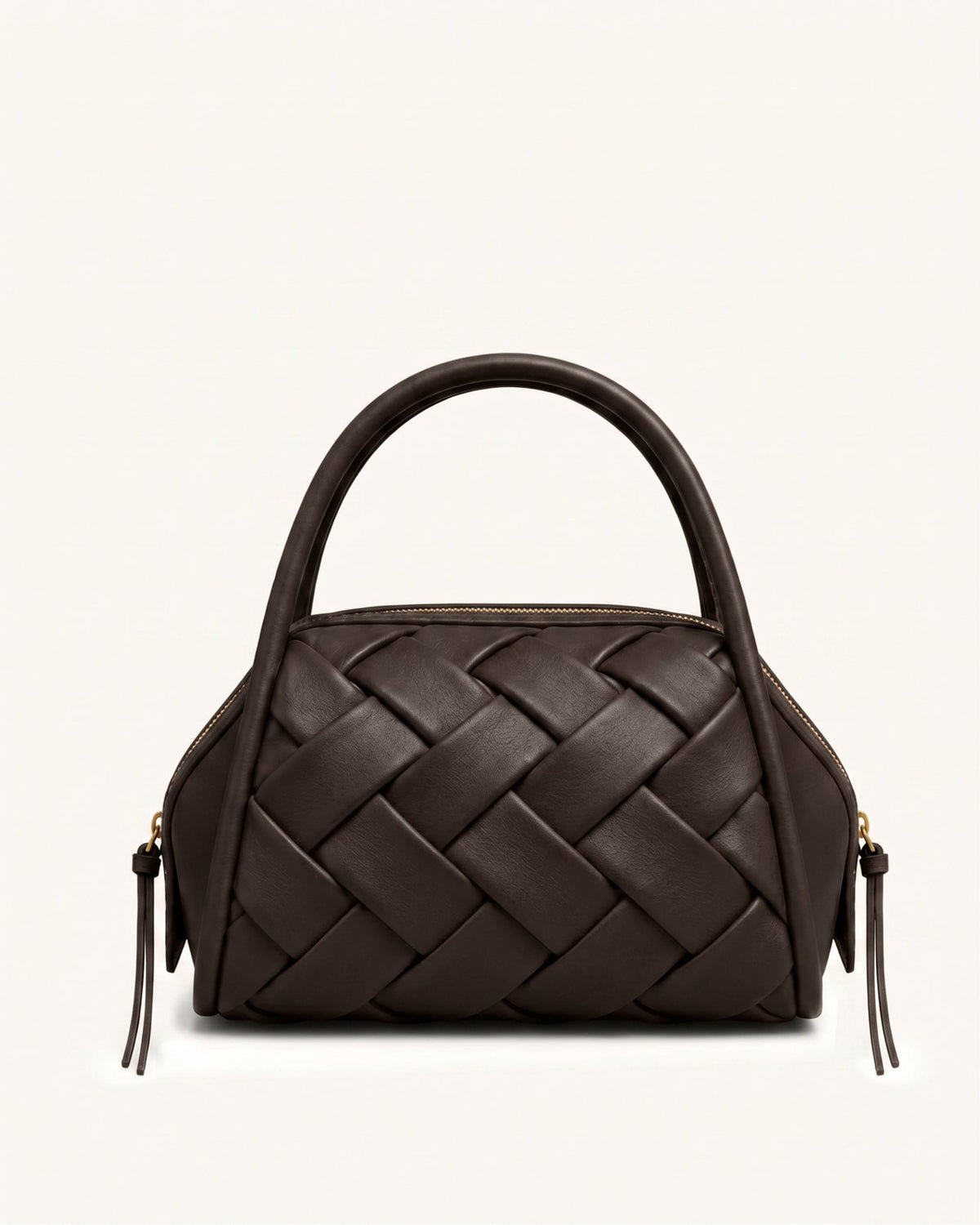 Orla Woven Bowler Bag - Dark Brown
