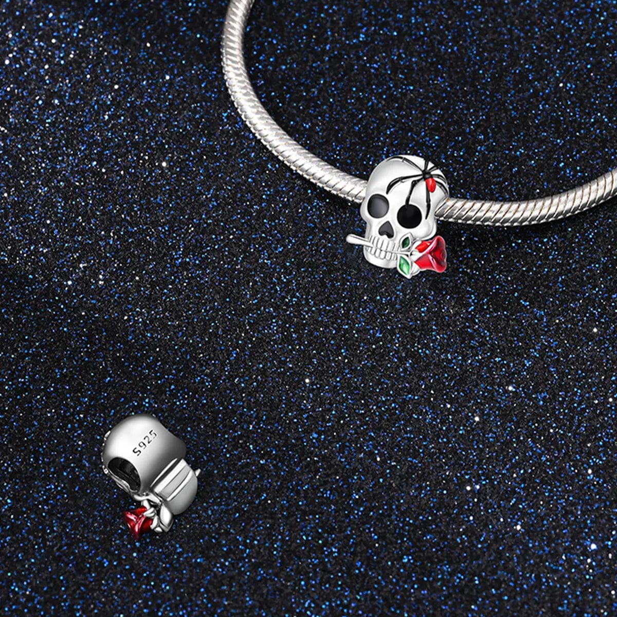 Venomous Rose Skull Charm