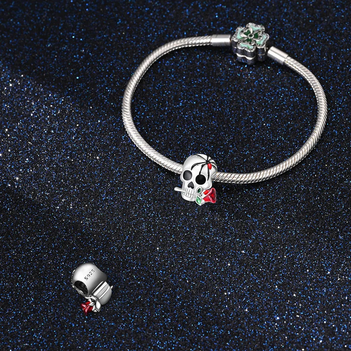 Venomous Rose Skull Charm