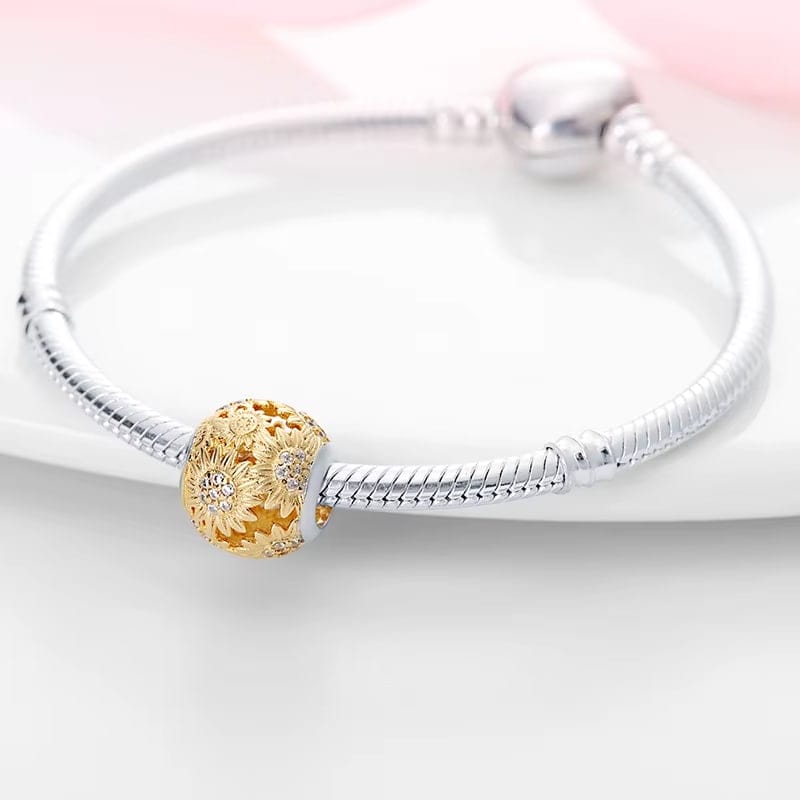 Yellow Sunflower Gold Charm