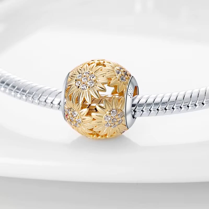 Yellow Sunflower Gold Charm
