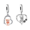 Yorkshire Terrier Heart Dangle Charm Duo